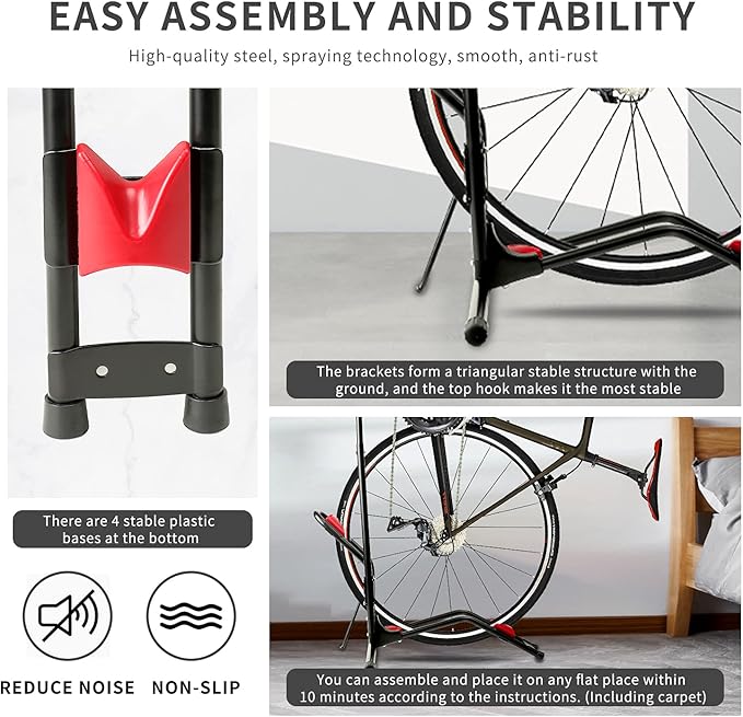Black and Red Bicycle Rack Vertical Frame Bicycle Display Rack