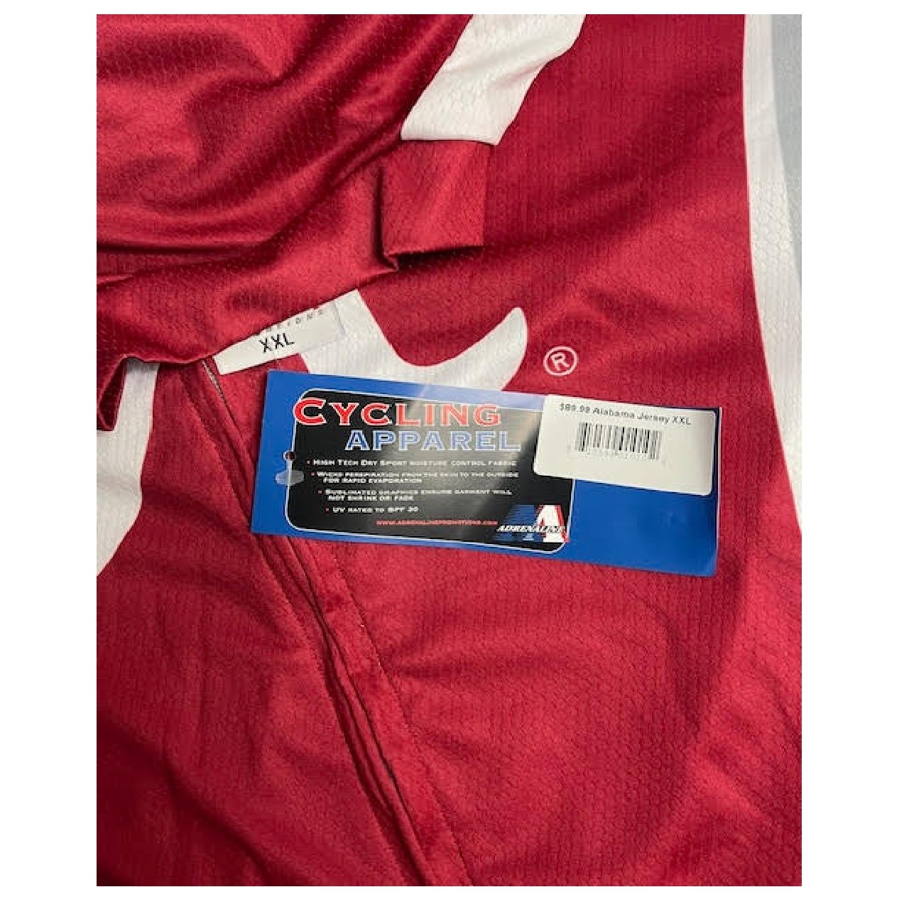 Alabama Crimson Tide Cycling Jersey College Full zip Men's 2XL-V1