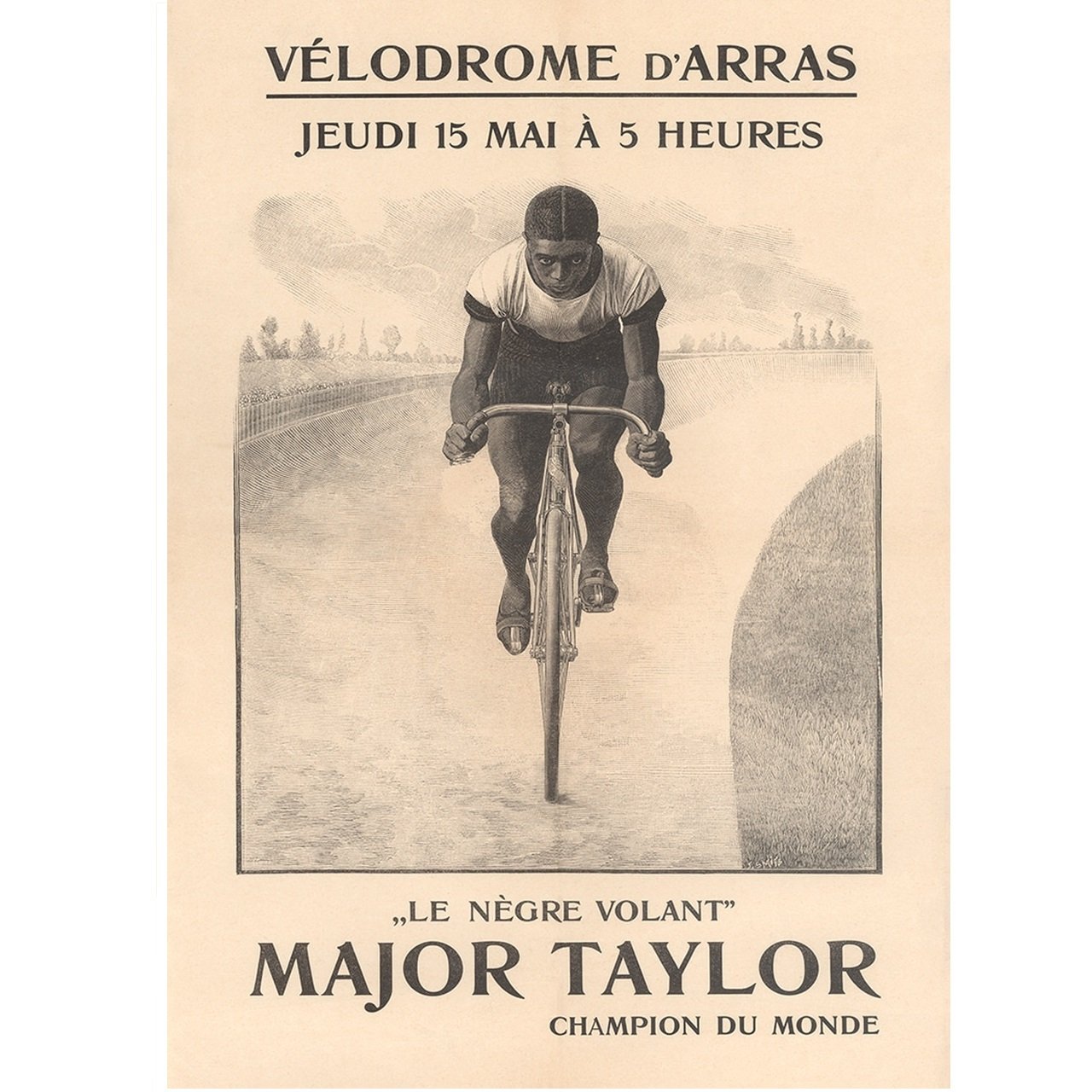 Major Taylor Velodrome d'Arras 1902 Poster Bicycle racing Poster vintage bicycle art