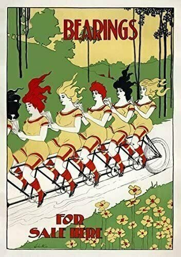 Bicycle Poster Bearings Reading on the Road (24 x 36 inches)