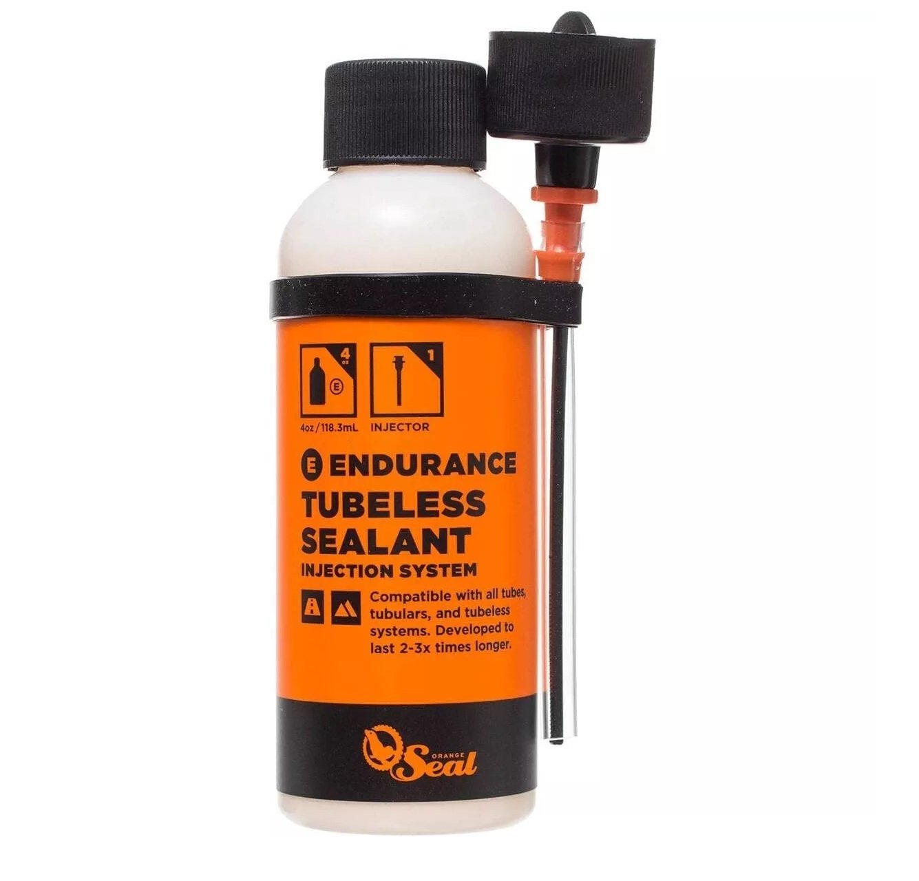 Orange Seal - Endurance Formula Tubeless Bike Tire Sealant w/ Injector 4oz (2-Pack)