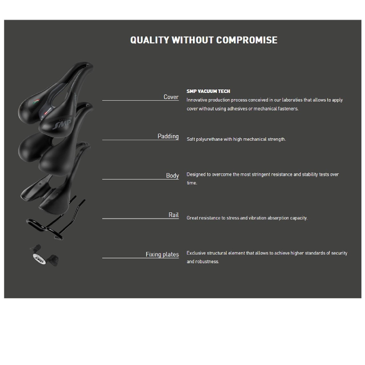 Selle SMP VT30C Bike Saddle with Carbon Rails |Road or MTB Seat