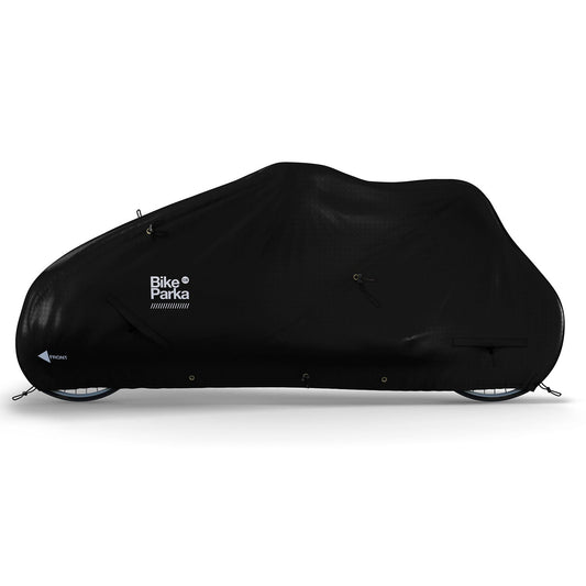 BikeParka Cargo Bike Cover - Waterproof Ripstop w/Lock Slots & Stuff Sac-Black
