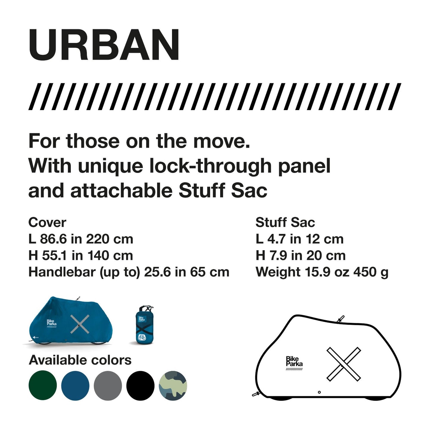 BikeParka Urban Bike Cover -Waterproof, Lock-Through Design-Camo
