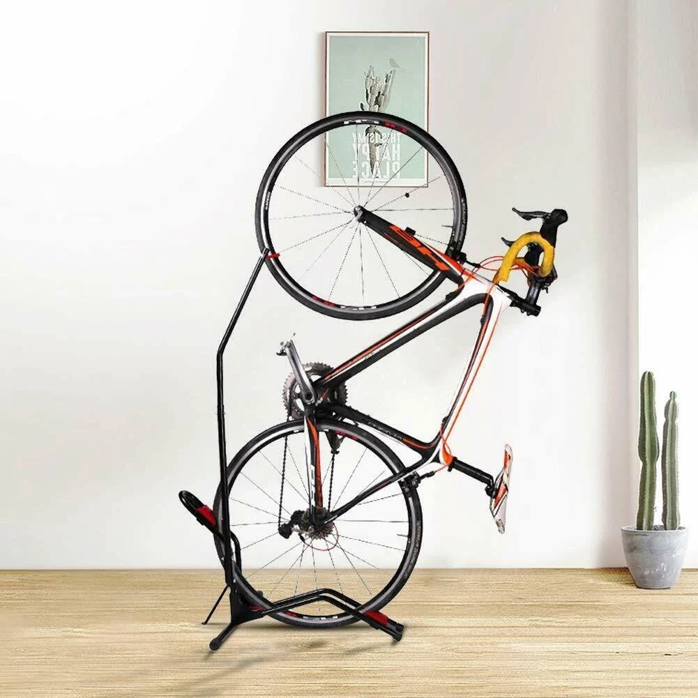 Black and Red Bicycle Rack Vertical Frame Bicycle Display Rack