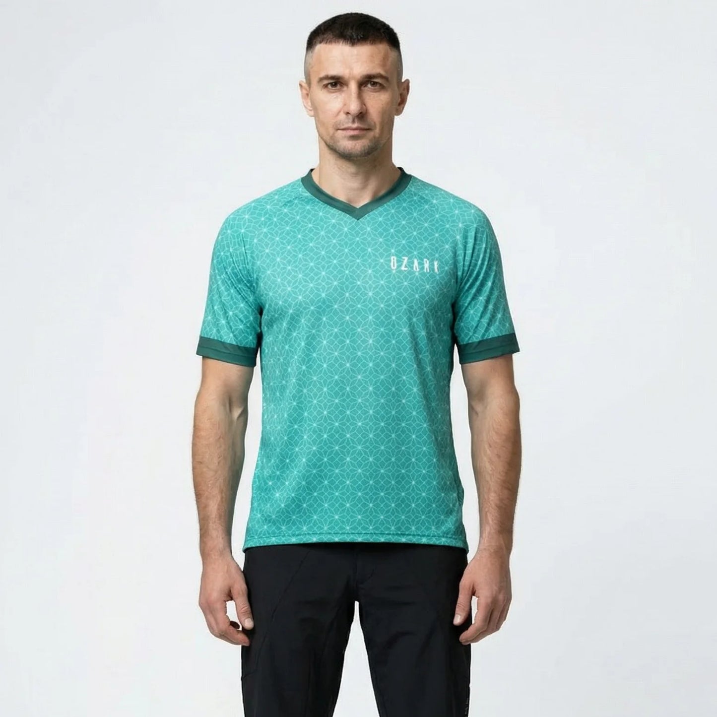 Men's MTB Short Sleeve Jersey | Teal Geometric