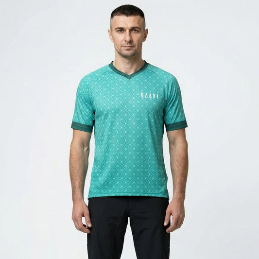 Men's MTB Short Sleeve Jersey | Teal Geometric