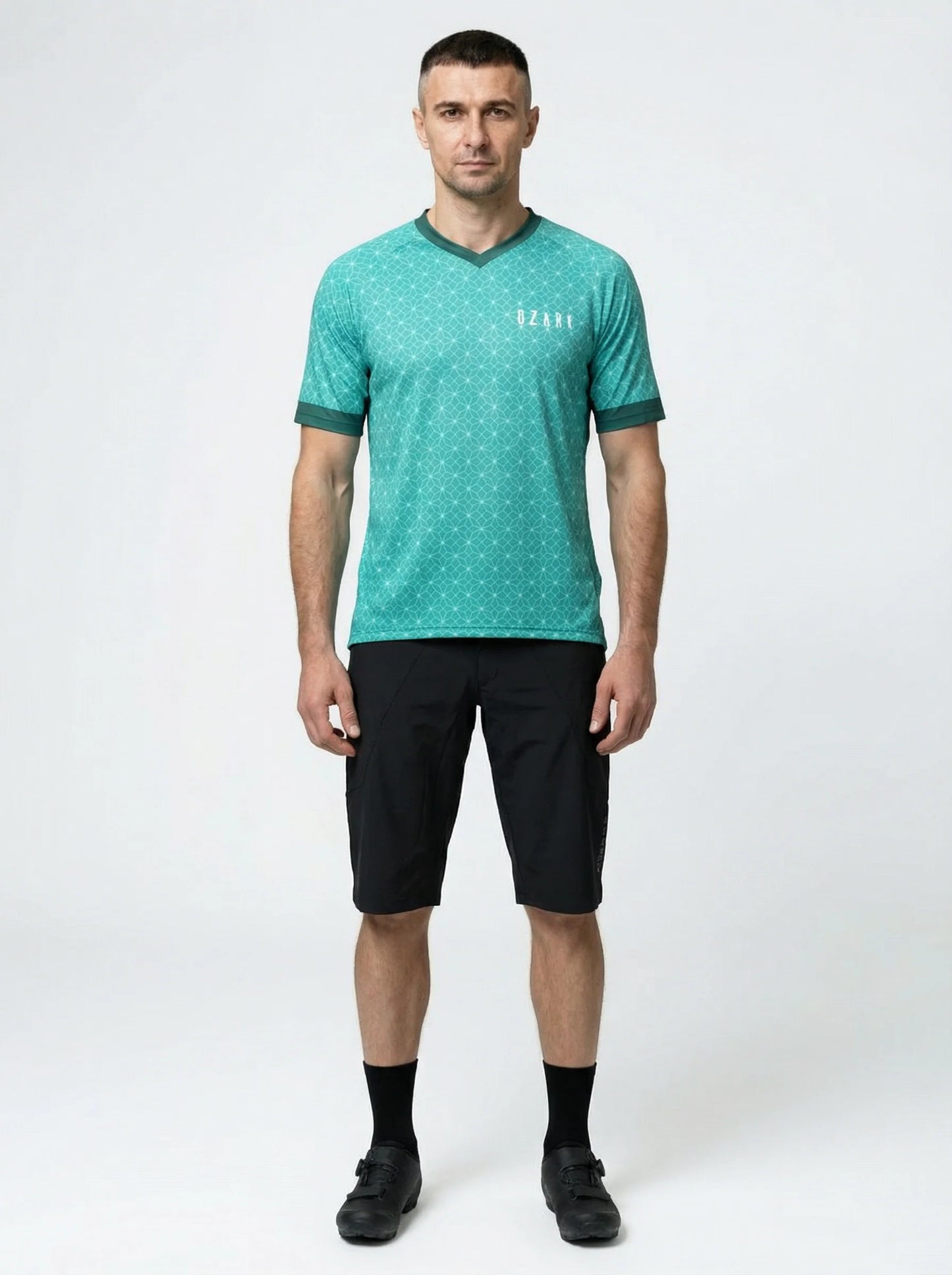 Men's MTB Short Sleeve Jersey | Teal Geometric