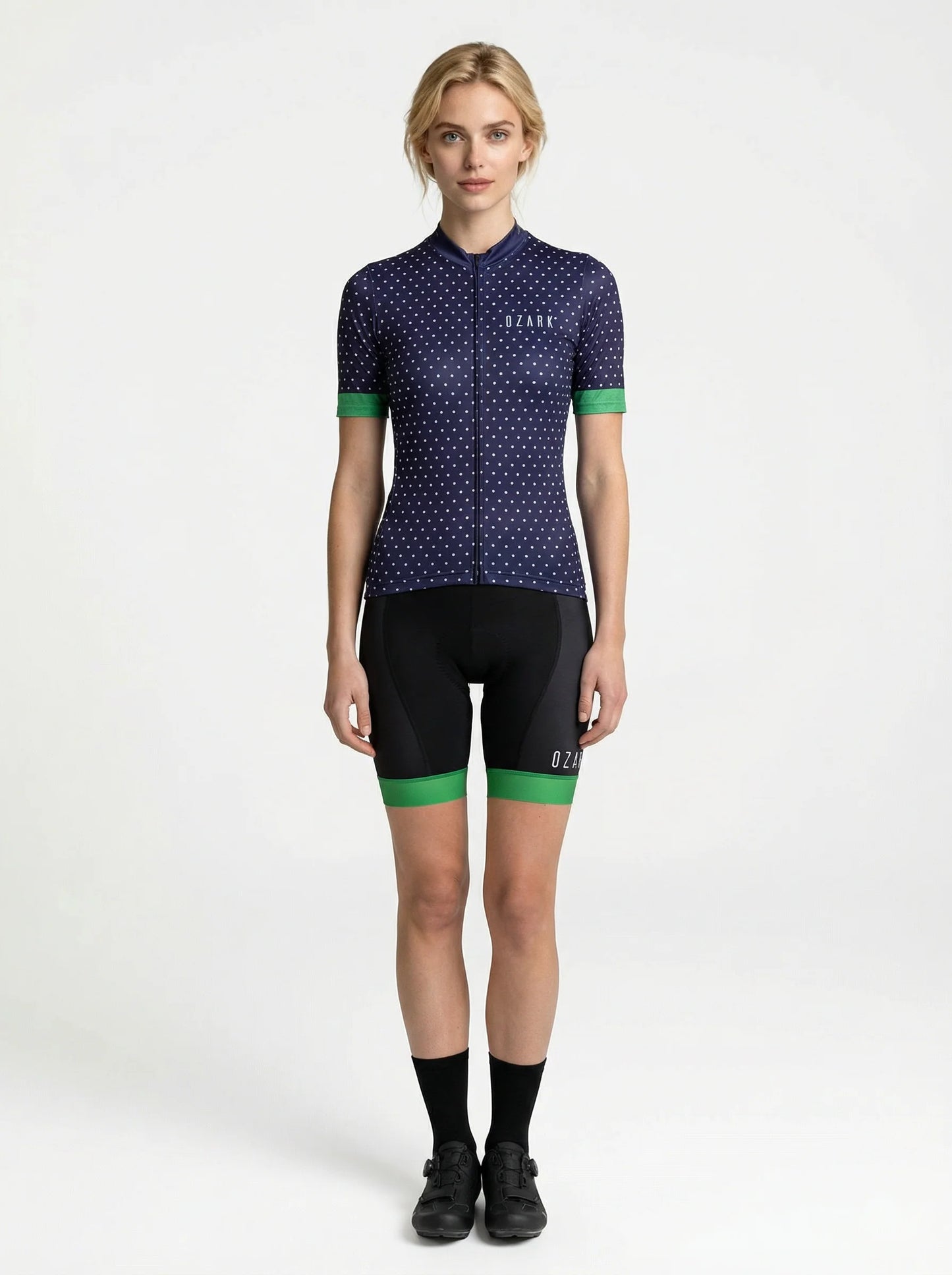 Women's Bib Shorts | Navy Blue Polka Dot