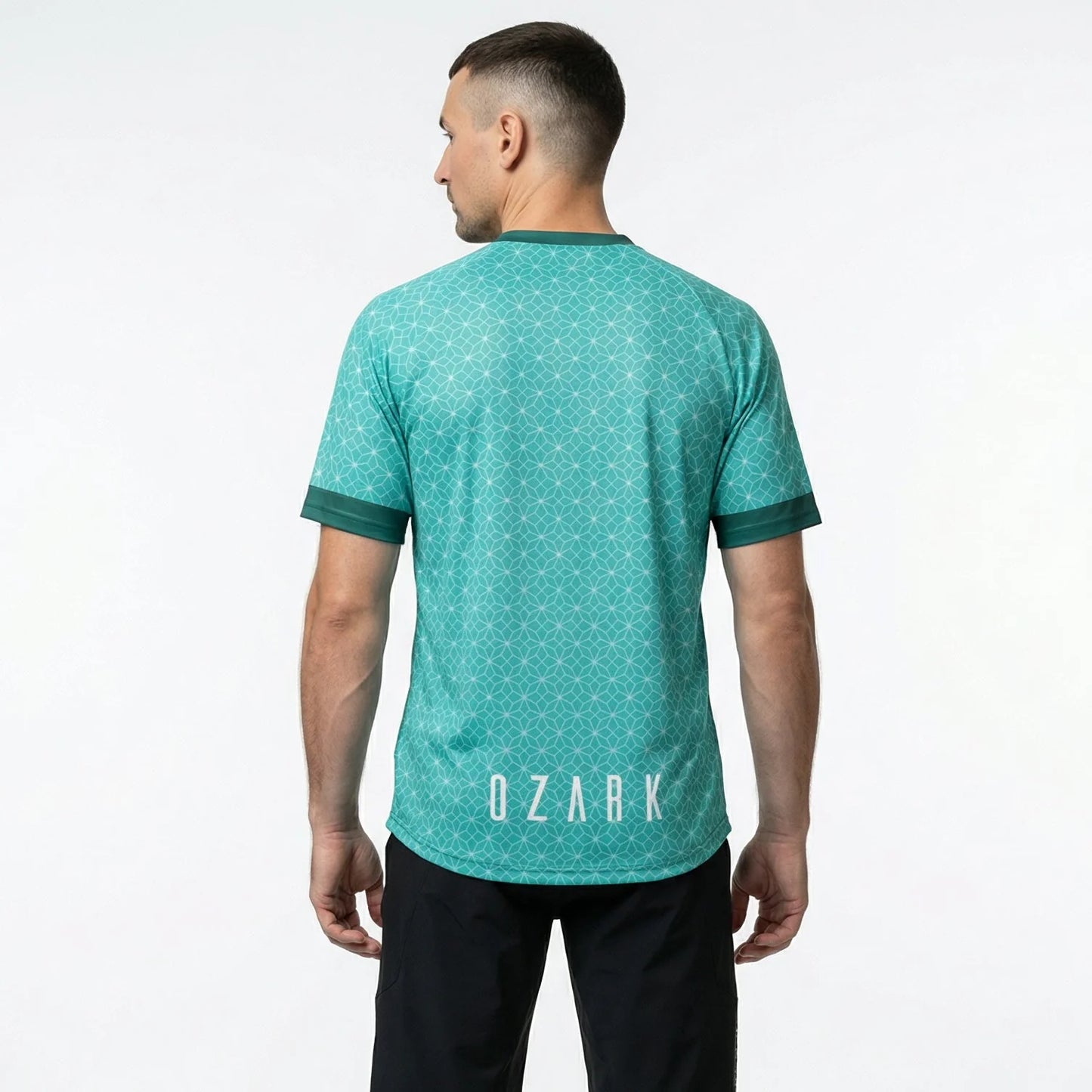 Men's MTB Short Sleeve Jersey | Teal Geometric