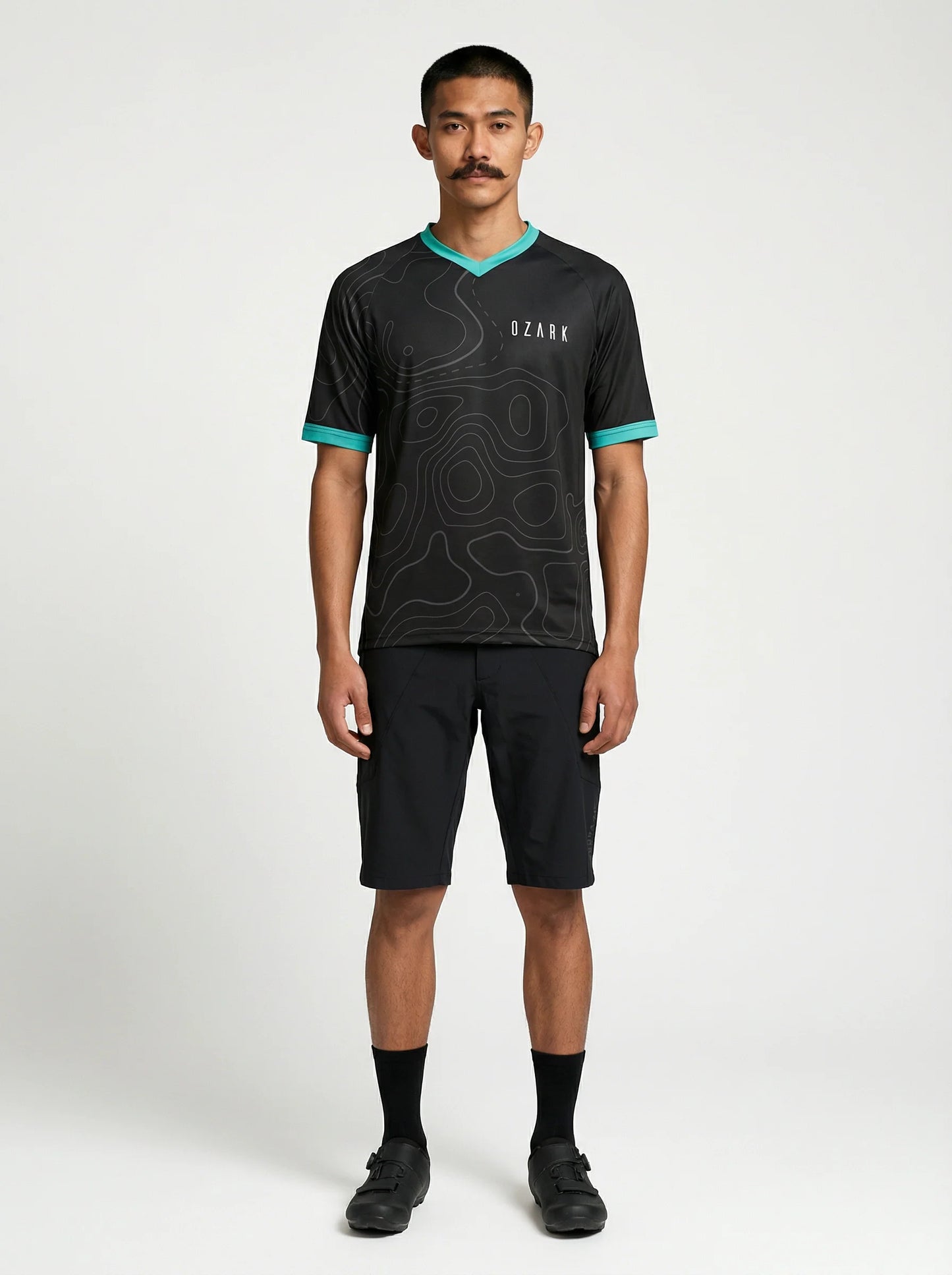 Men's MTB Short Sleeve Jersey | Black Topography
