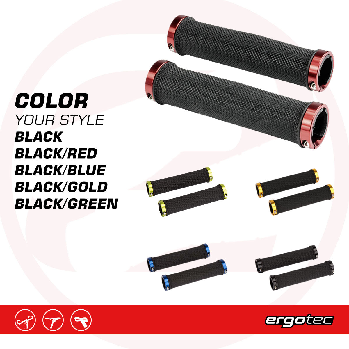 Ergotec - Bilbao - Mountain Bike Lock On Bike Grips Black/Gold