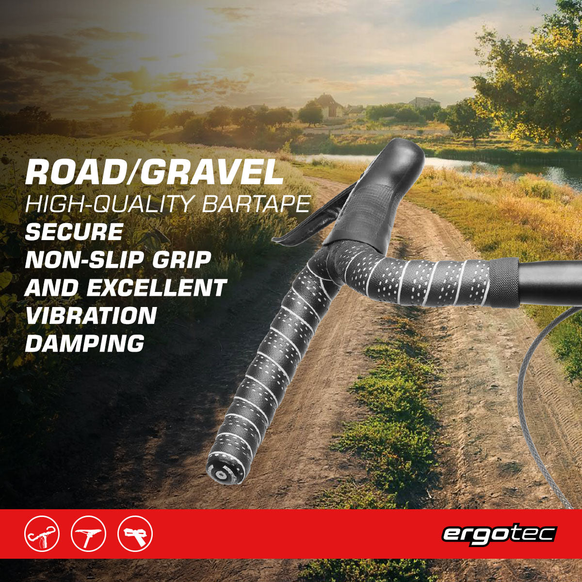 Ergotec - Sanremo Road Bike Handlebar- Tape (2000mm) Black/Gray