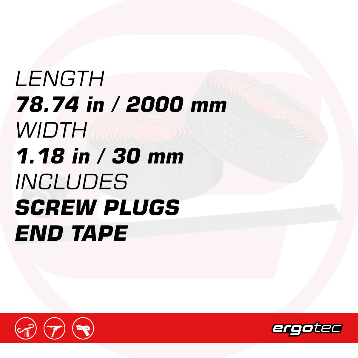 Ergotec - Sanremo Road Bike Handlebar- Tape (2000mm) Black/Gray