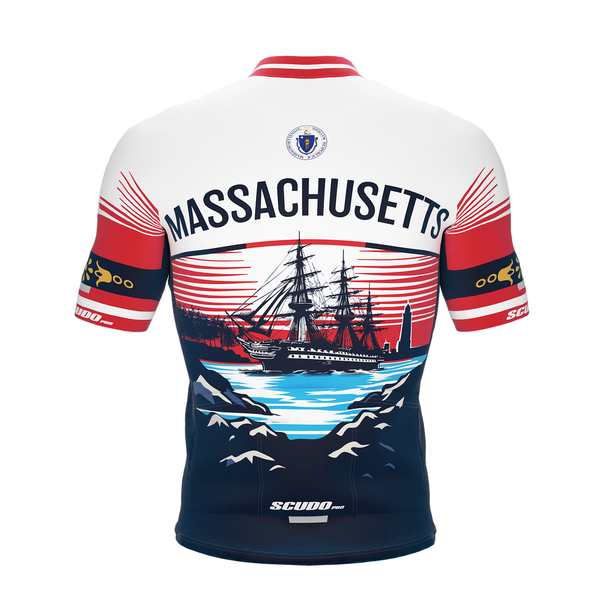 Massachusetts US State | Short Sleeve Cycling PRO Jersey | Men and Women