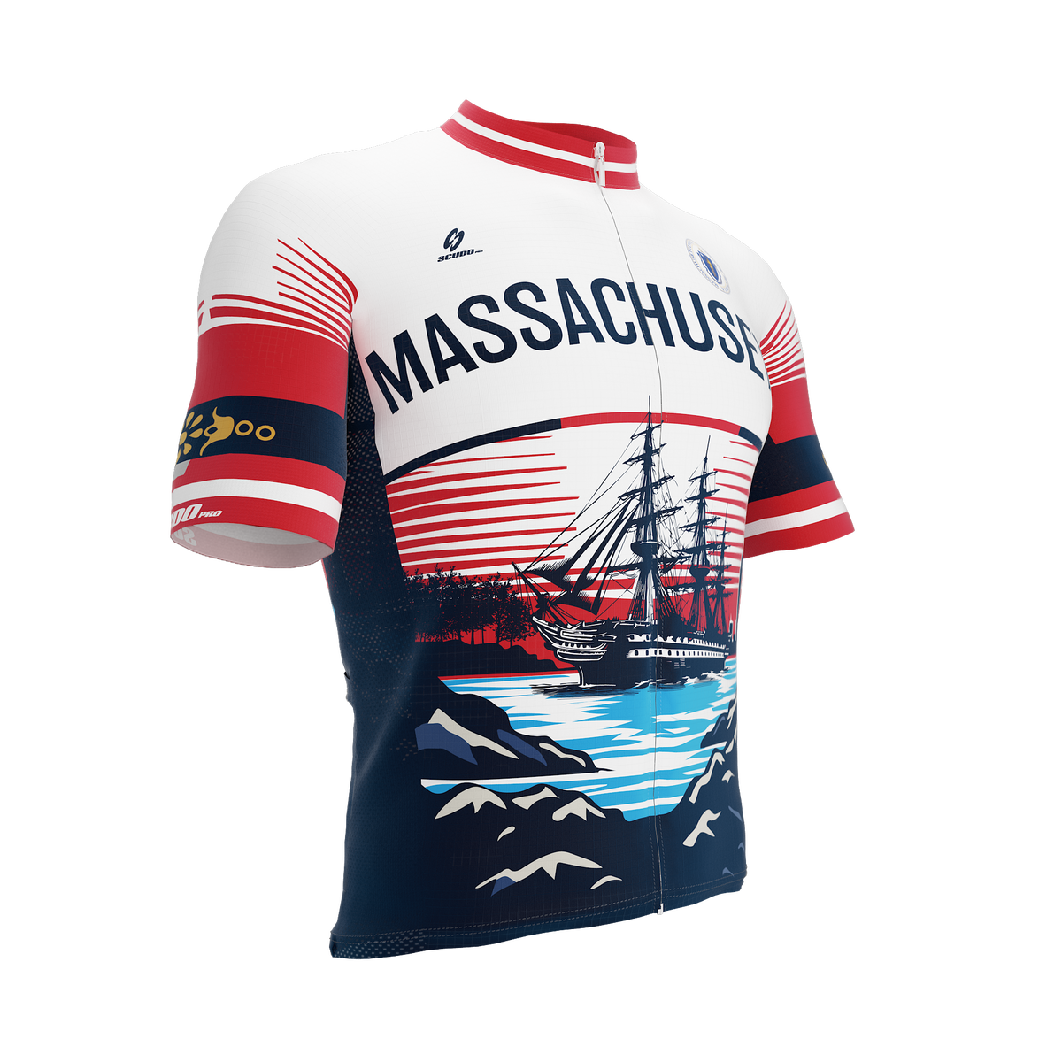 Massachusetts US State | Short Sleeve Cycling PRO Jersey | Men and Women