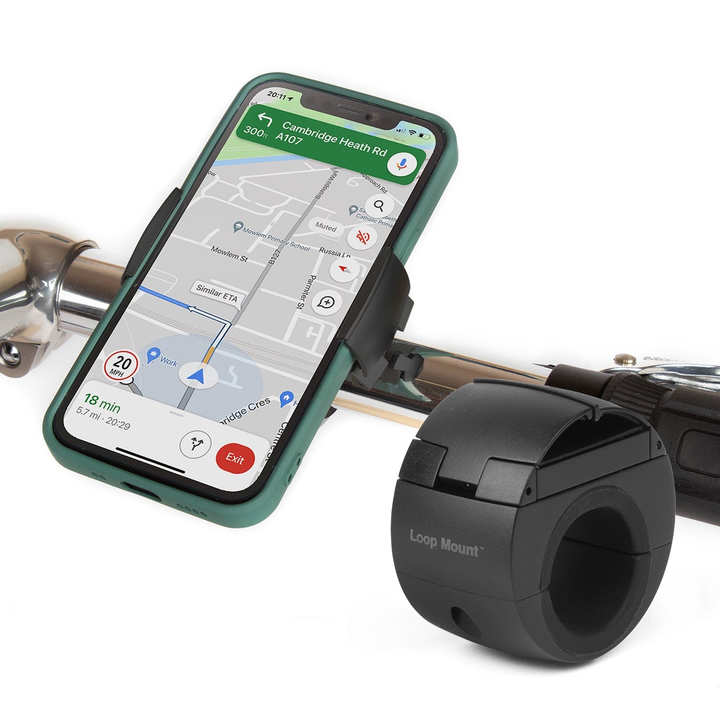 Loop Mount Universal Bike Phone Holder - 360° Rotation, All Smartphones, Silver