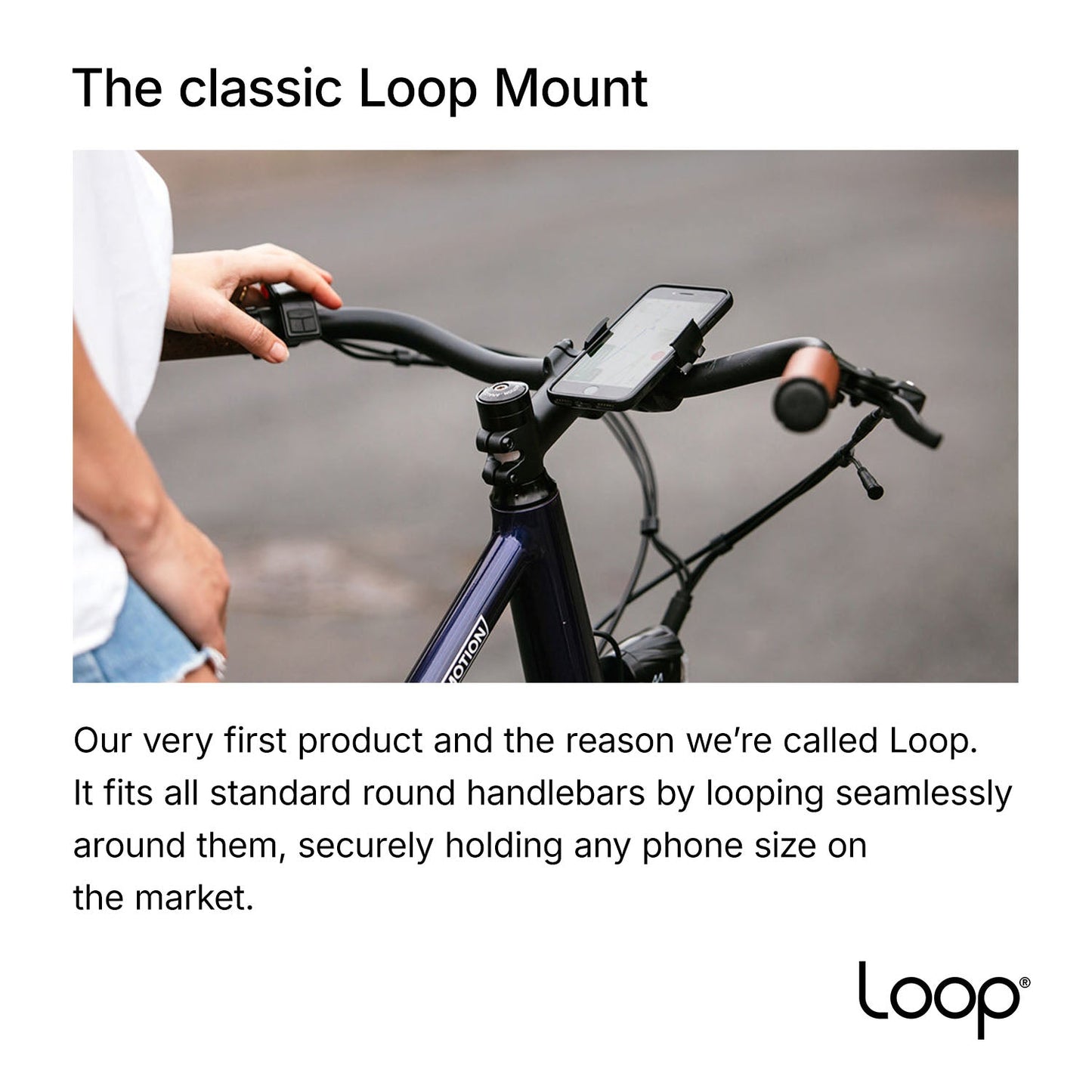 Loop Mount Universal Bike Phone Holder - 360° Rotation, All Smartphones, Silver
