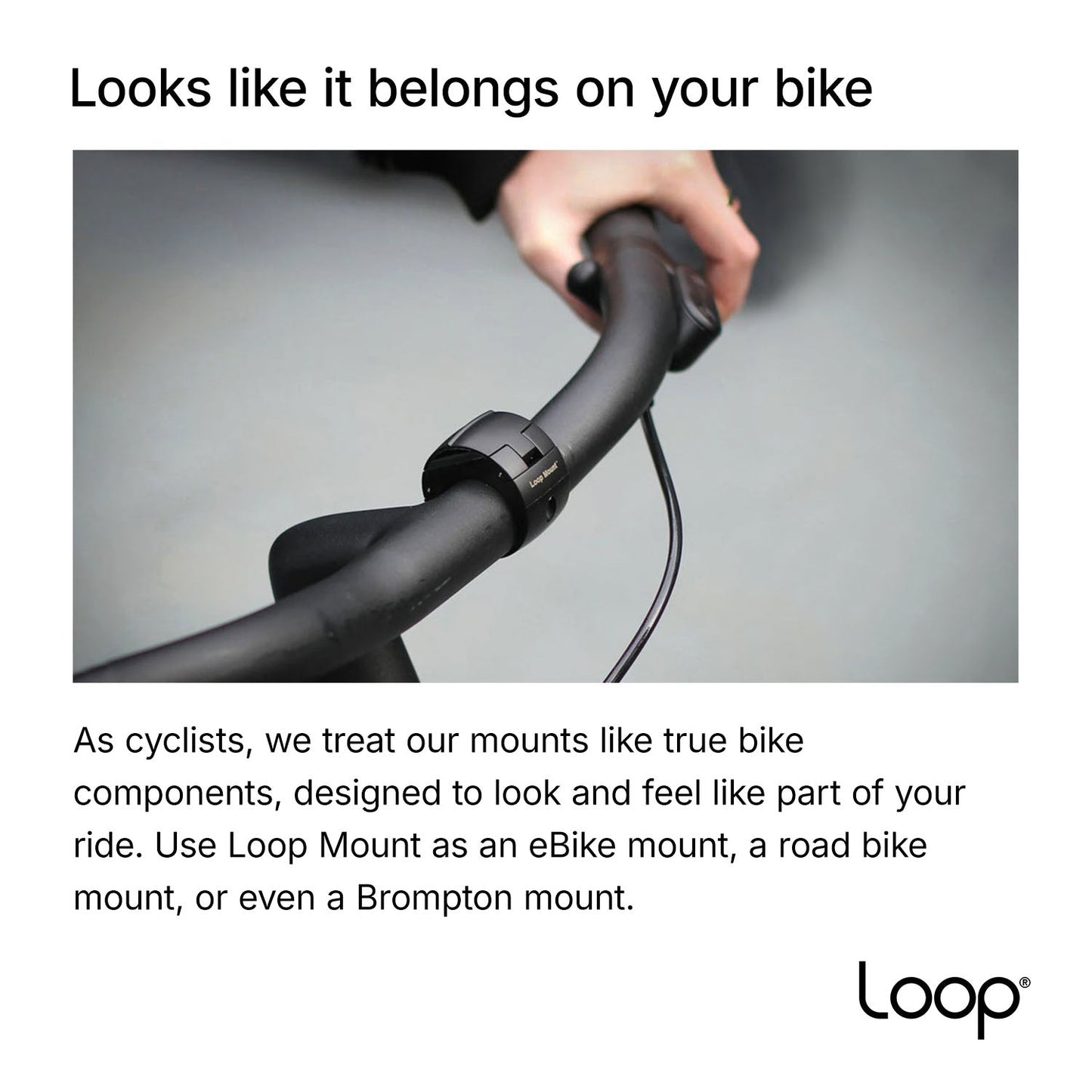 Loop Mount Universal Bike Phone Holder - 360° Rotation, All Smartphones, Silver