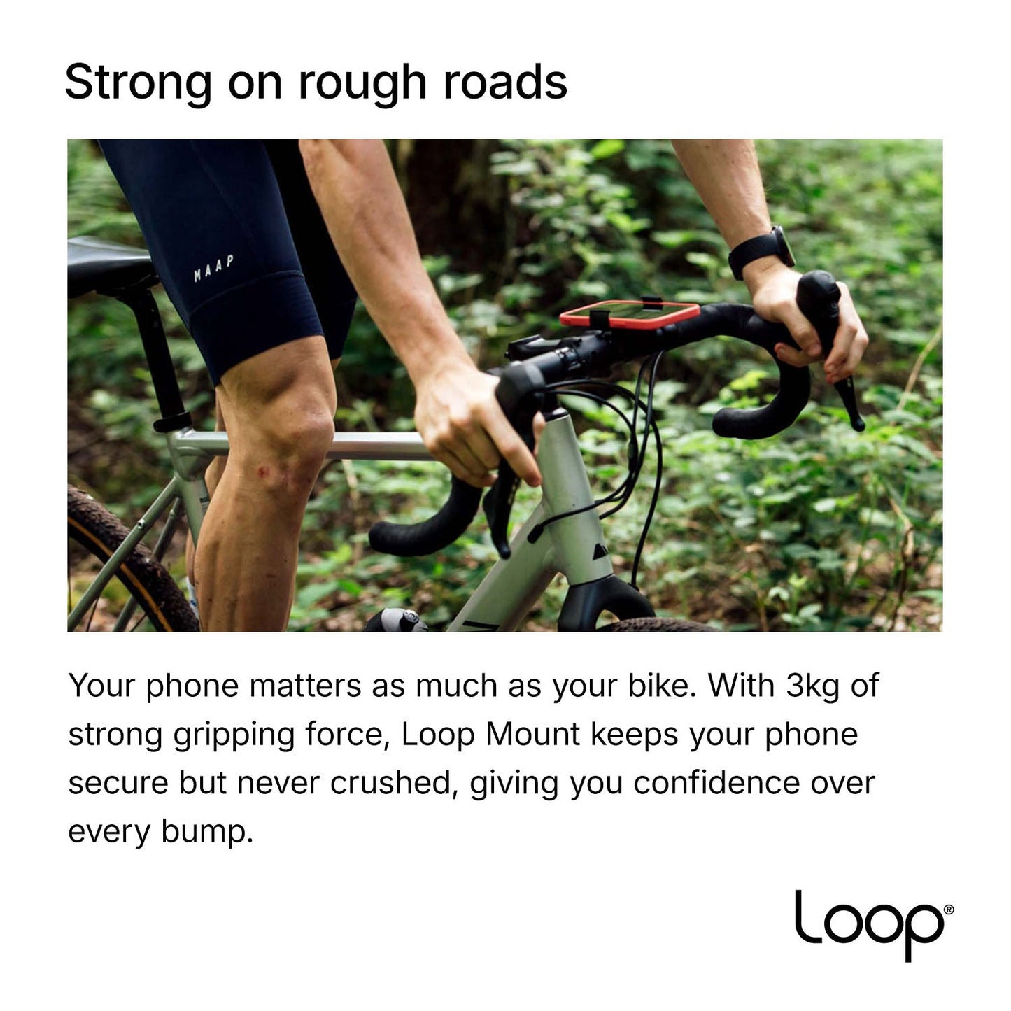 Loop Mount Universal Bike Phone Holder - 360° Rotation, All Smartphones, Silver