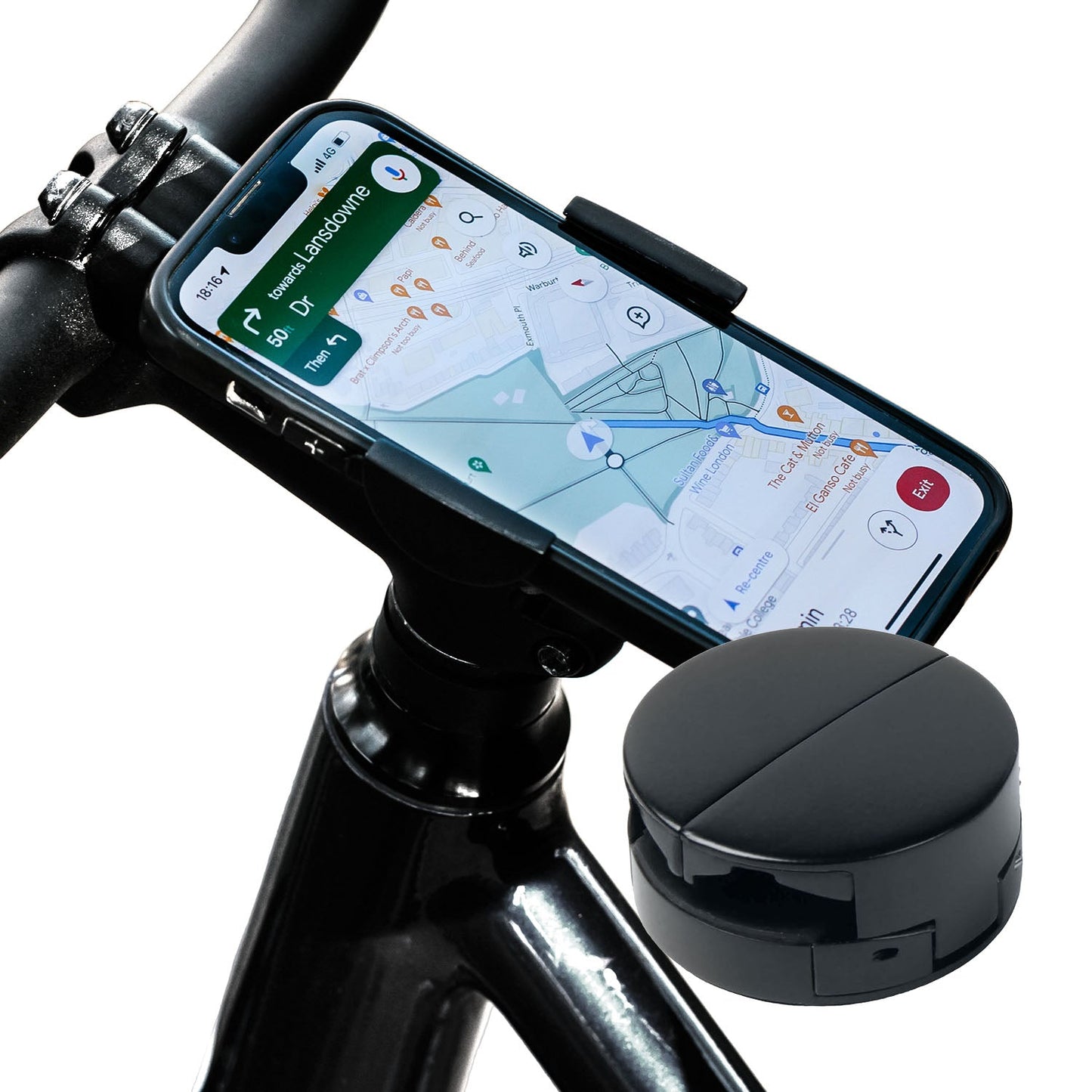 Loop - Micro Mount - Ultra-Compact Bicycle Stem Cap Phone Mount-Silver
