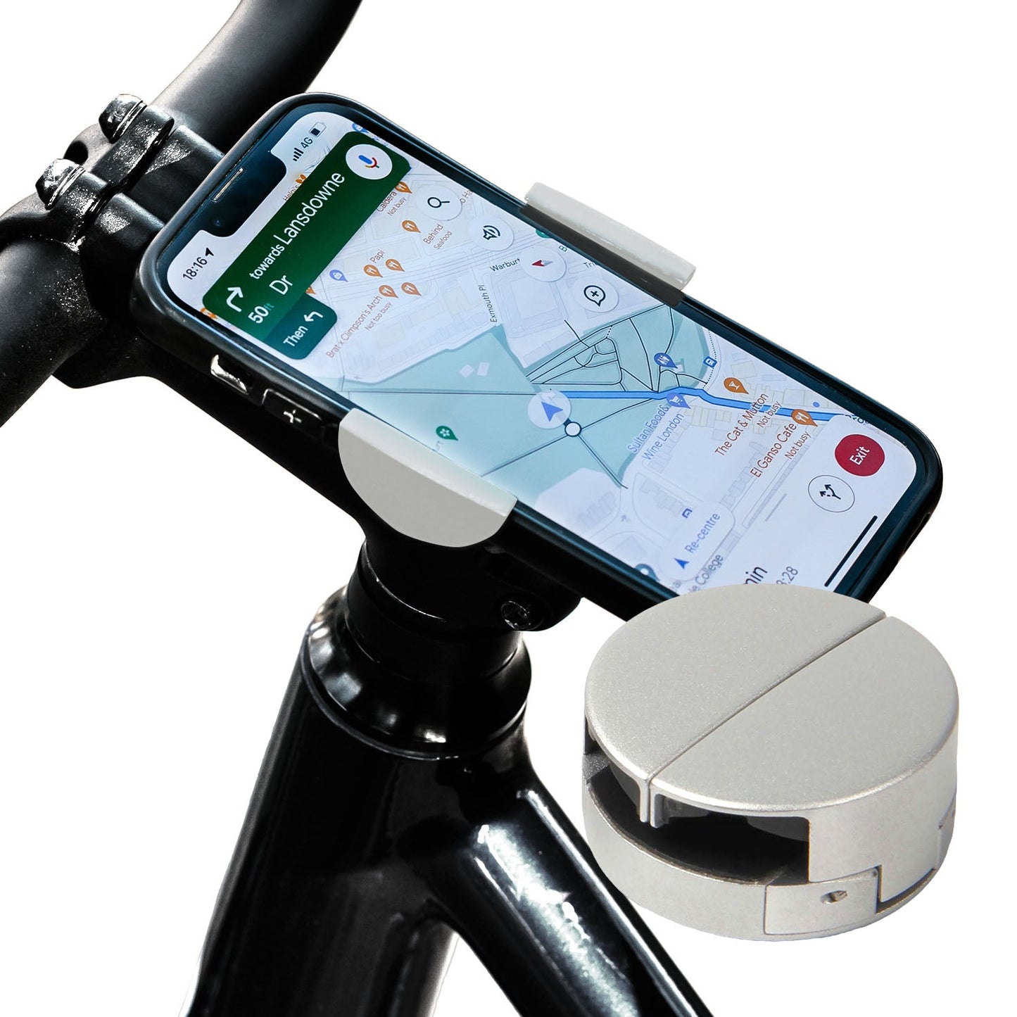 Loop - Micro Mount - Ultra-Compact Bicycle Stem Cap Phone Mount-Silver