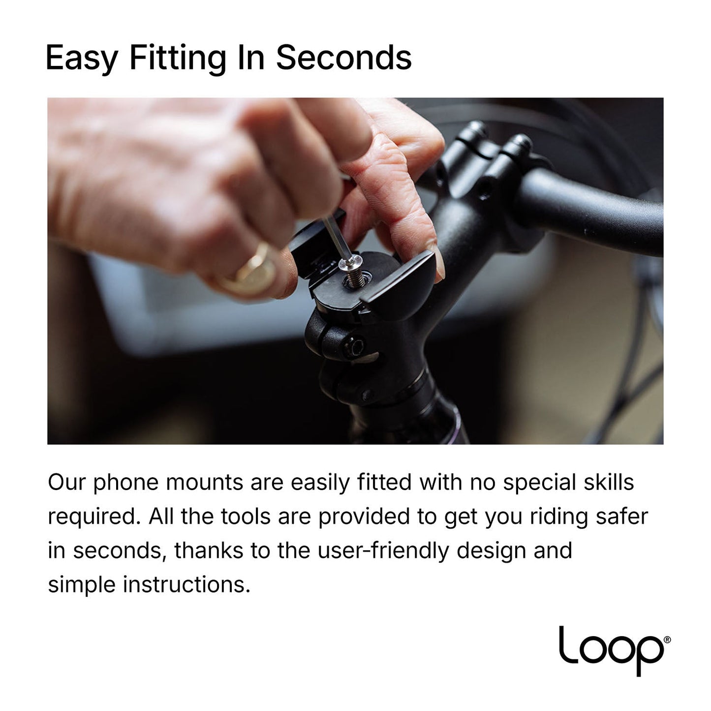 Loop - Micro Mount - Ultra-Compact Bicycle Stem Cap Phone Mount-Silver