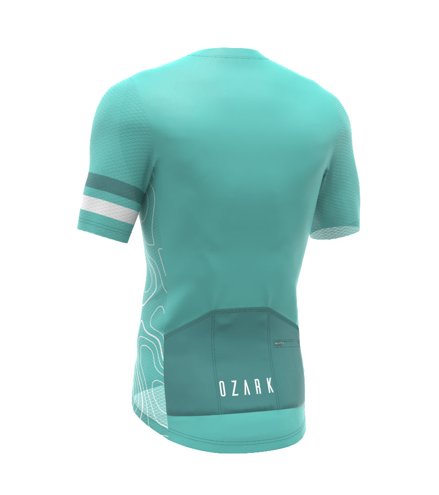 Ozark Cycling Men’s Teal Core Road Jersey – Breathable, Performance Fit with Four-Pocket Storage
