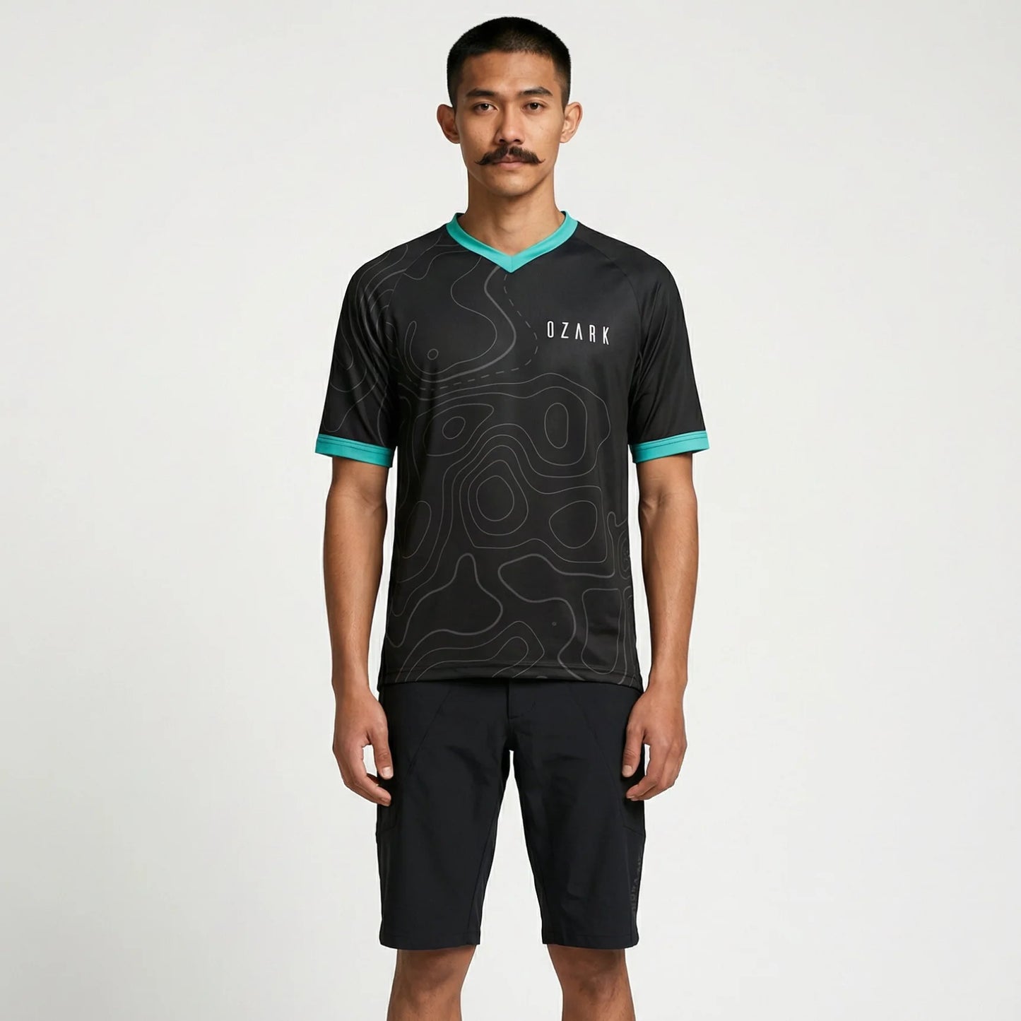 Men's MTB Short Sleeve Jersey | Black Topography