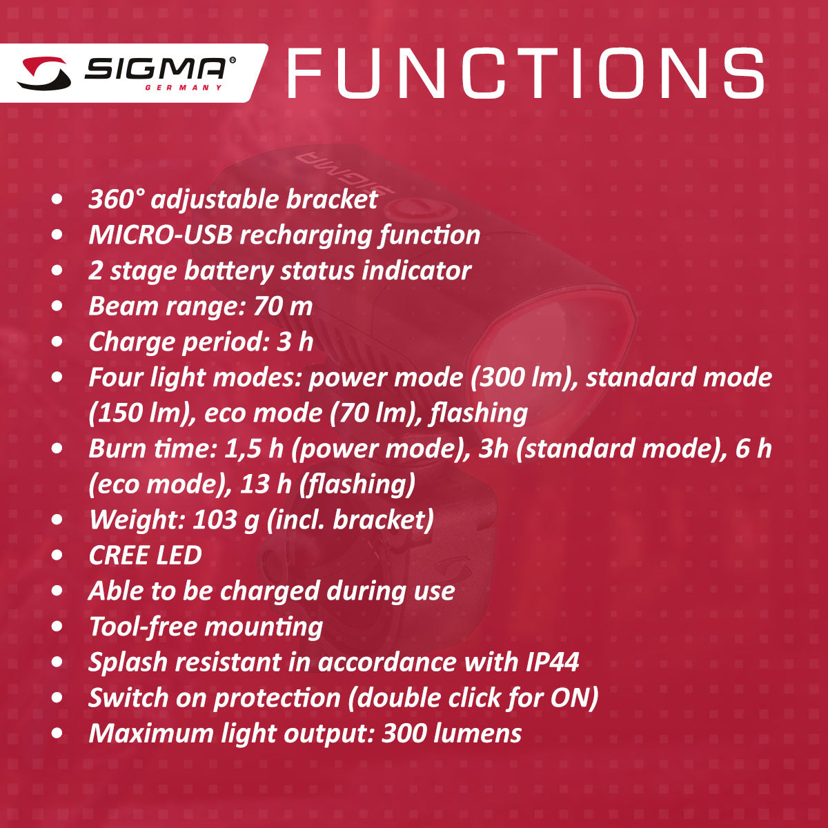 SIGMA Light - BUSTER 300, Power Light w/ Optional Nugget II Flash