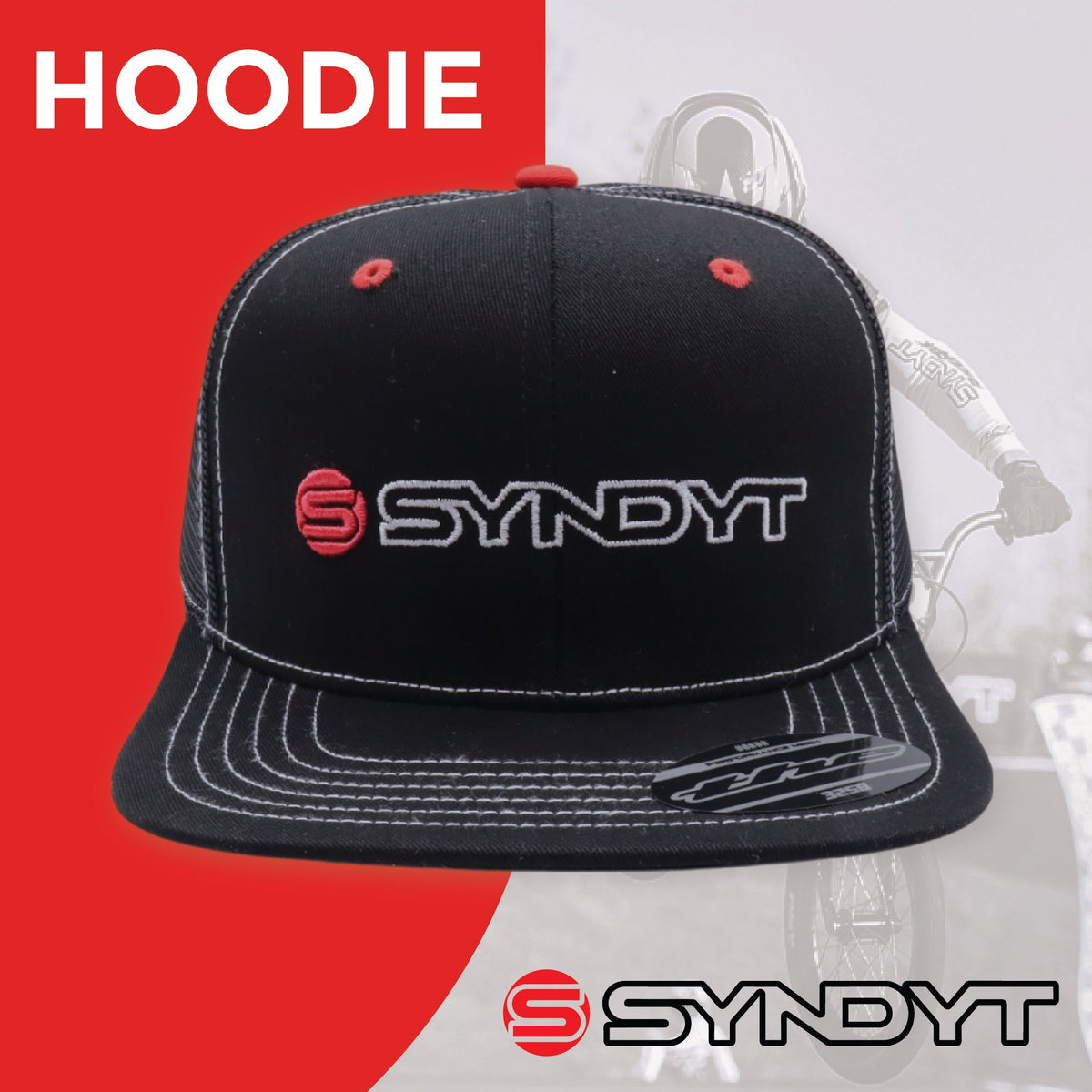 SYNDYT Black Mesh Flat Bill Snapback Hat