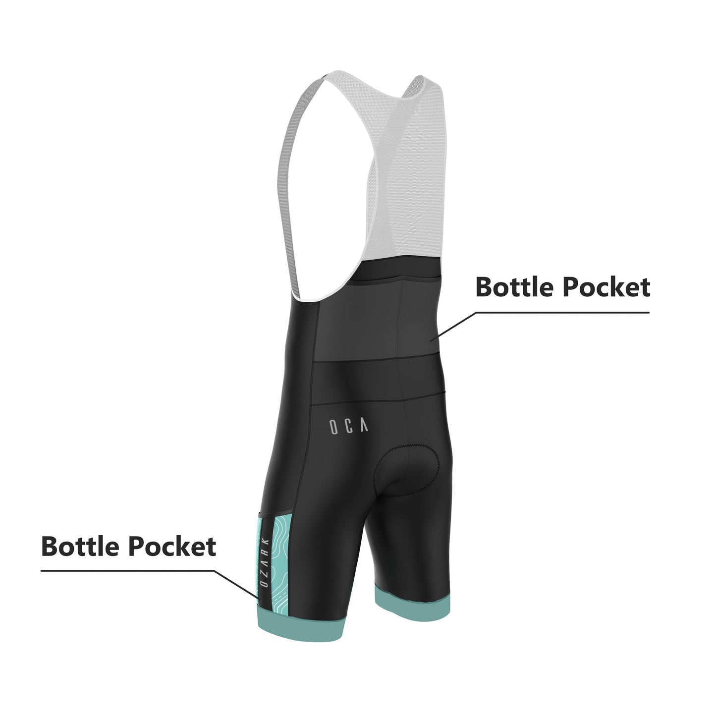 Ozark Cycling Men’s Teal Core Bib Shorts – Performance Fit, Comfort, and All-Day Support