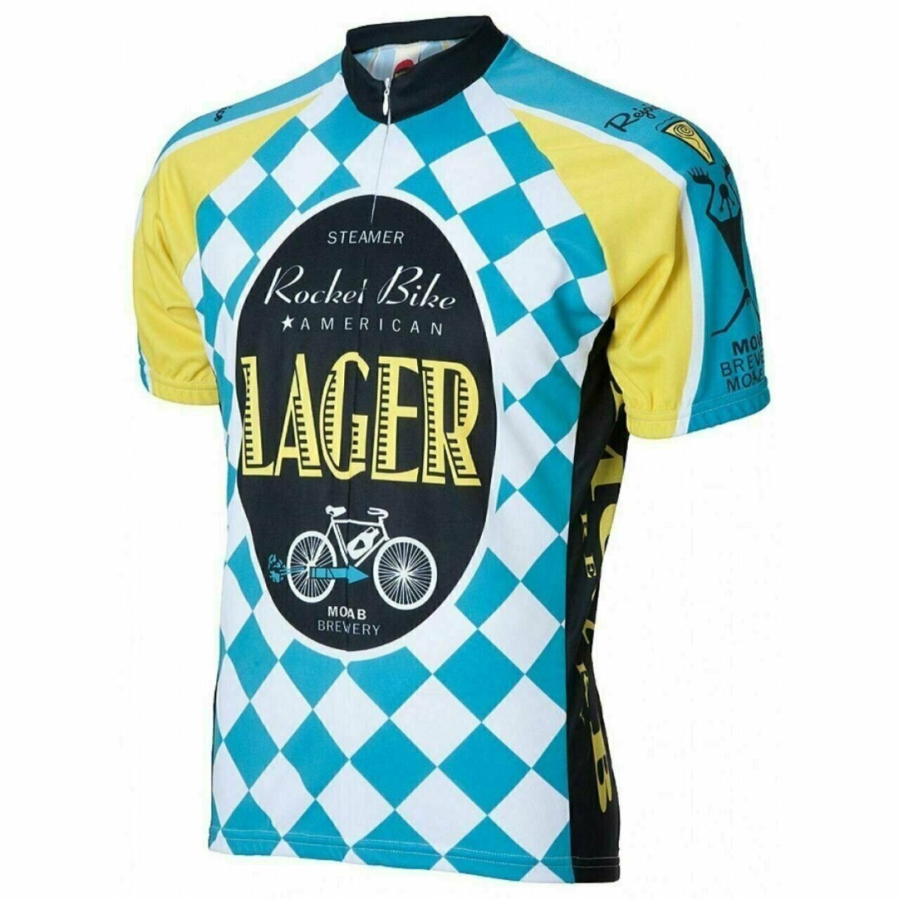 Moab Brewery Rocket Bike Lager beer Men's Full Zip Cycling jersey Short Sleeve