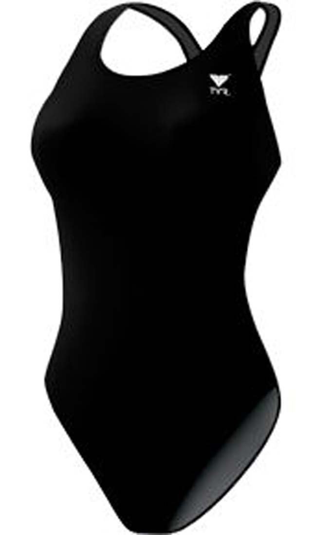 TYR Durafast Maxback Solid Women's One Piece Swimsuit, Black, size 20