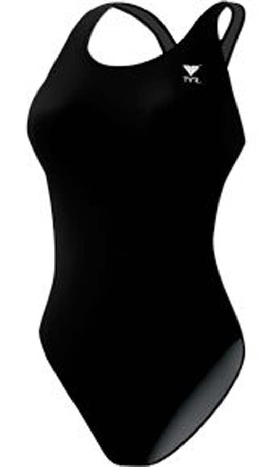 TYR Durafast Maxback Solid Women's One Piece Swimsuit, Black, size 20