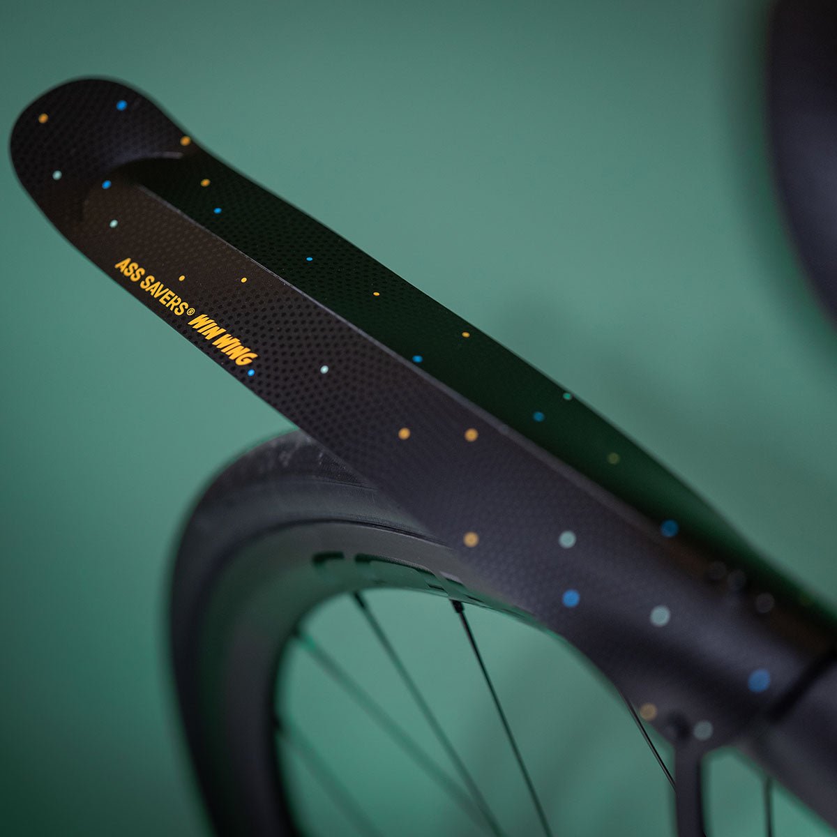 Ass Savers Win Wing 2 Road Rear Mudguard w/ Black Wishbone-Blue Dots
