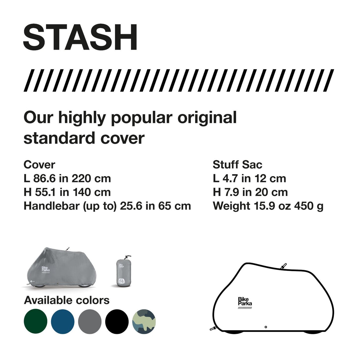 BikeParka Stash Bike Cover - Waterproof RipStop All Weather Bike Protection-Black
