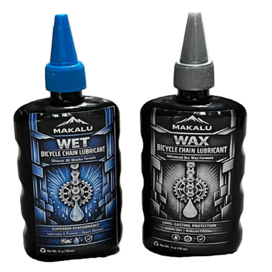 Makalu Bicycle Chain Lubricant Combo Pack - 4oz Wet Lube & 4oz Wax Lube for All Conditions