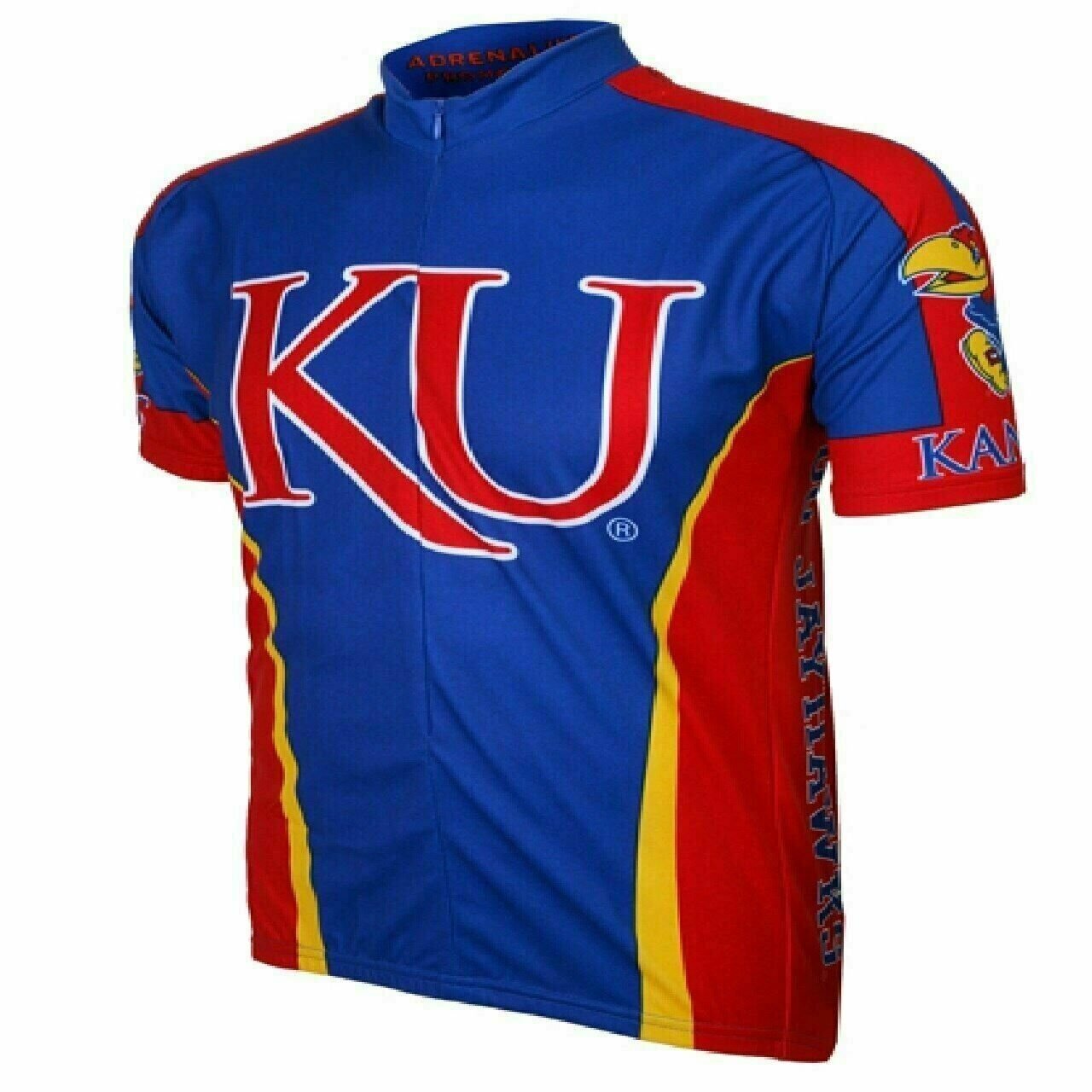 Cycling Jersey University of Kansas Jayhawks 3/4 zip Men's Short Sleeve