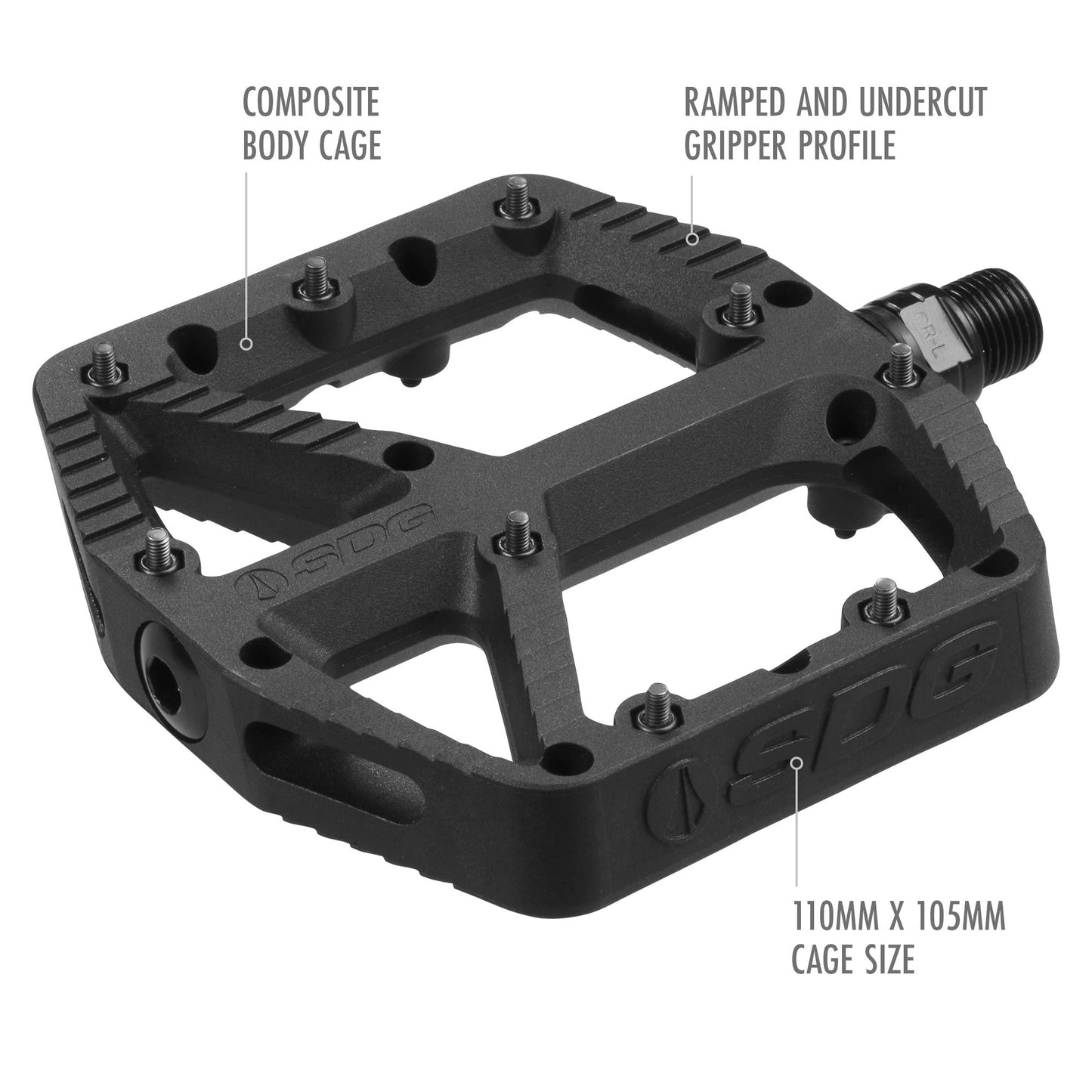SDG Components, Comp, Platform Pedals Composite, 9/16'', Black, Pair