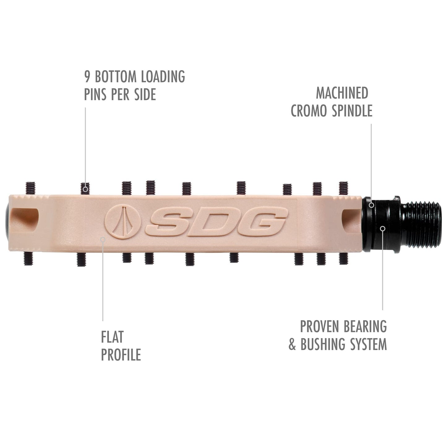 SDG Components, Comp, Platform Pedals, Composite,  Cr-Mo, 9/16'', Tan Pair