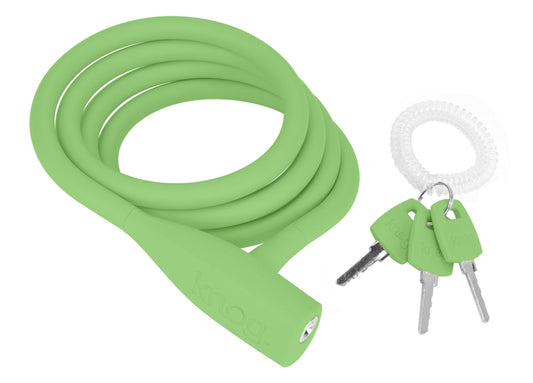 Knog Party Coil Bike Cable Lock - Coiled Security Lock w/Stainless Steel Shackle-Lime