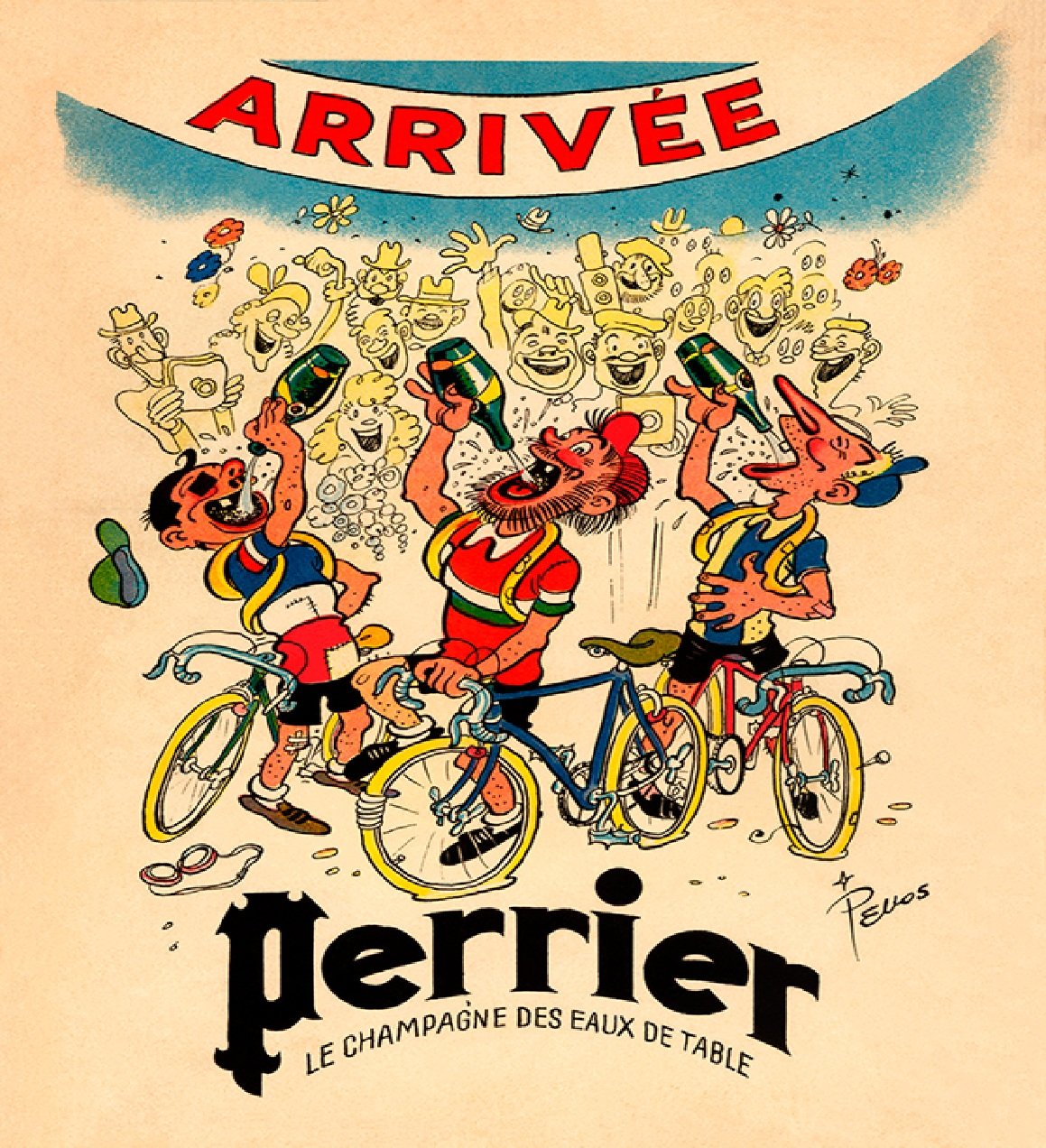Perrier Arivee TDF Cycling Poster Bicycle Art