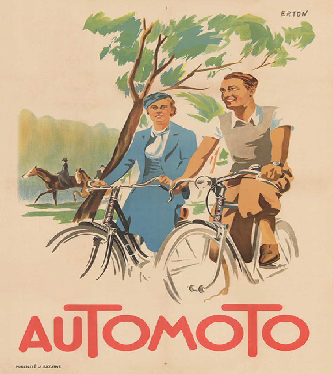 Automoto Vintage Bicycling Poster Bicycle Art