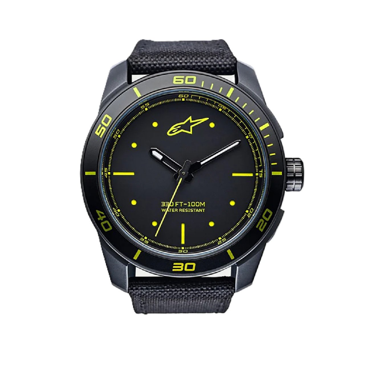Alpinestars Tech Watch 3H 45mm Sport Watch Black-Black/Yellow
