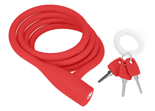 Knog Party Coil Bike Cable Lock - Coiled Security Lock w/Stainless Steel Shackle-Red