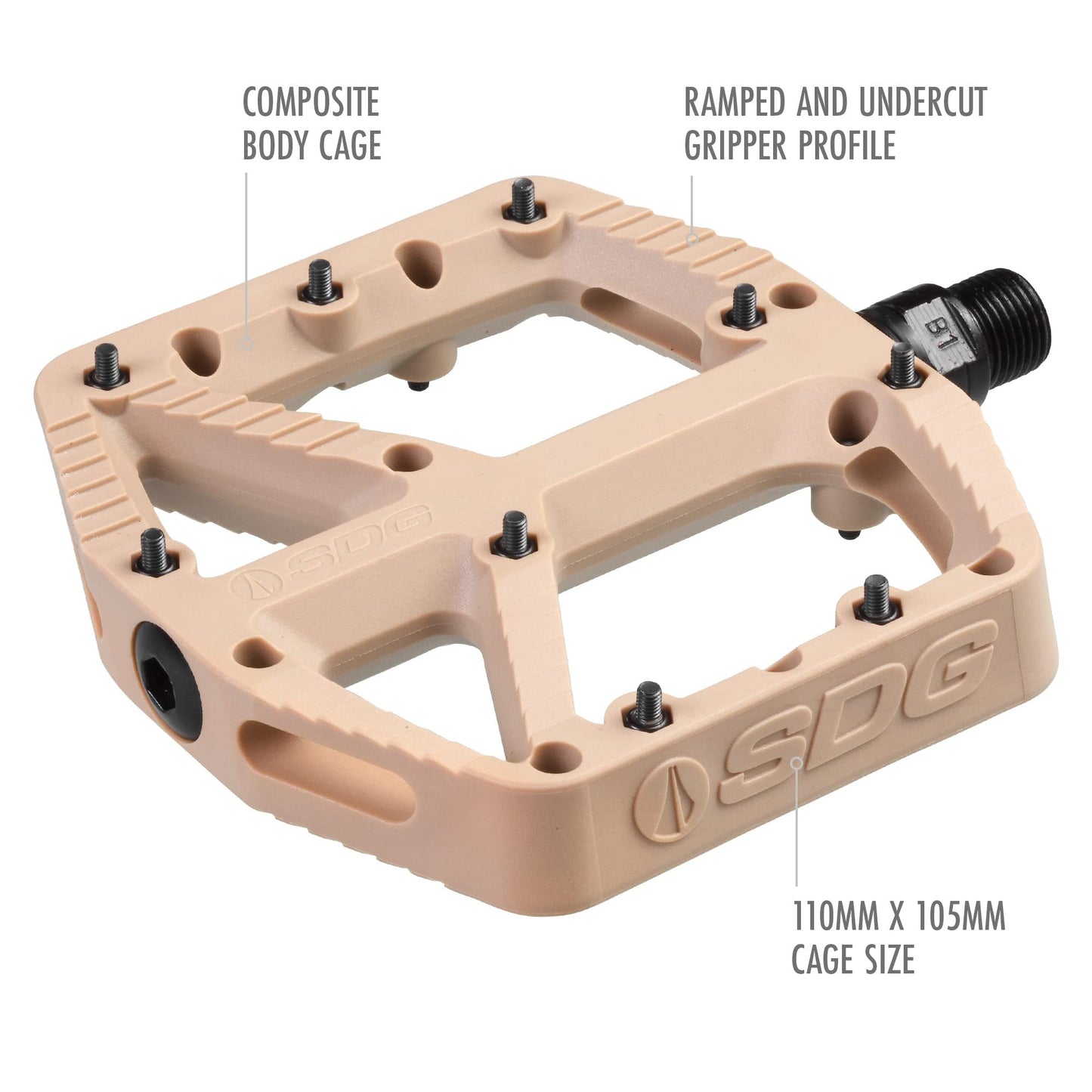 SDG Components, Comp, Platform Pedals, Composite,  Cr-Mo, 9/16'', Tan Pair