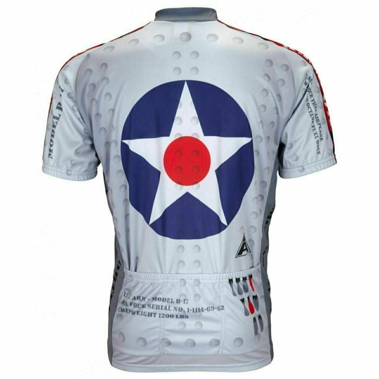 World Jerseys USAF B-17 Bomber Flying Fortress Full zip men's Cycling Jersey