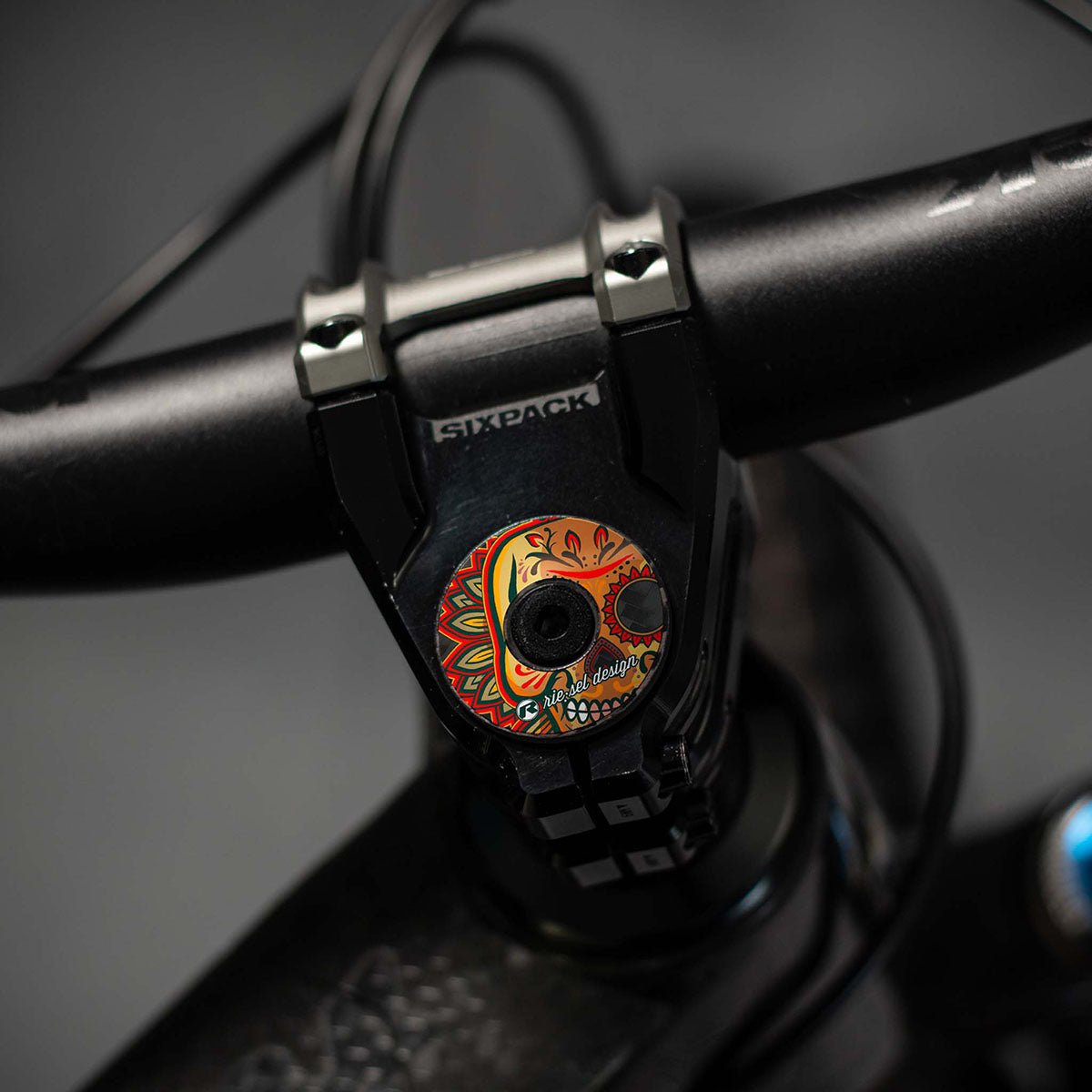 Riesel Design Los Muertos STEM CAP - Bicycle Stem Cap, 1 1/8" Steerer Tube