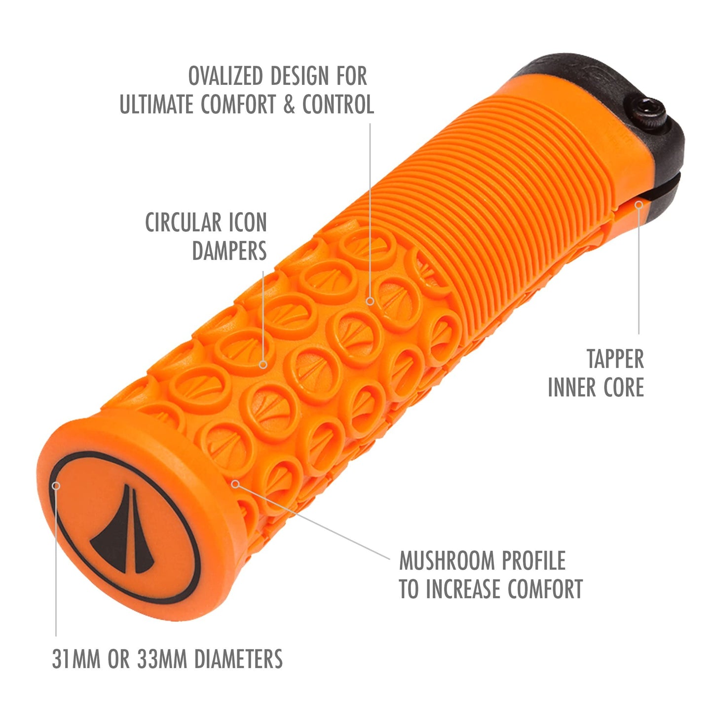 SDG Components, Thrice 31, Grips, 136mm, Orange, Pair